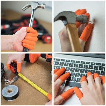 Latex Rubber Anti Slip and Static Cot Fingertip Protective Finger Work Gloves Finger Cots (Orange & White Colour)