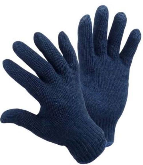 Unisex Cotton Knitted Reusable Washable Knitted/Sewing Cotton Plain Working Safety Hand Gloves for Men & Women (Color-Blue)