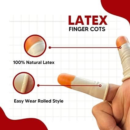 Latex Rubber Anti Slip and Static Cot Fingertip Protective Finger Work Gloves Finger Cots (Orange & White Colour)