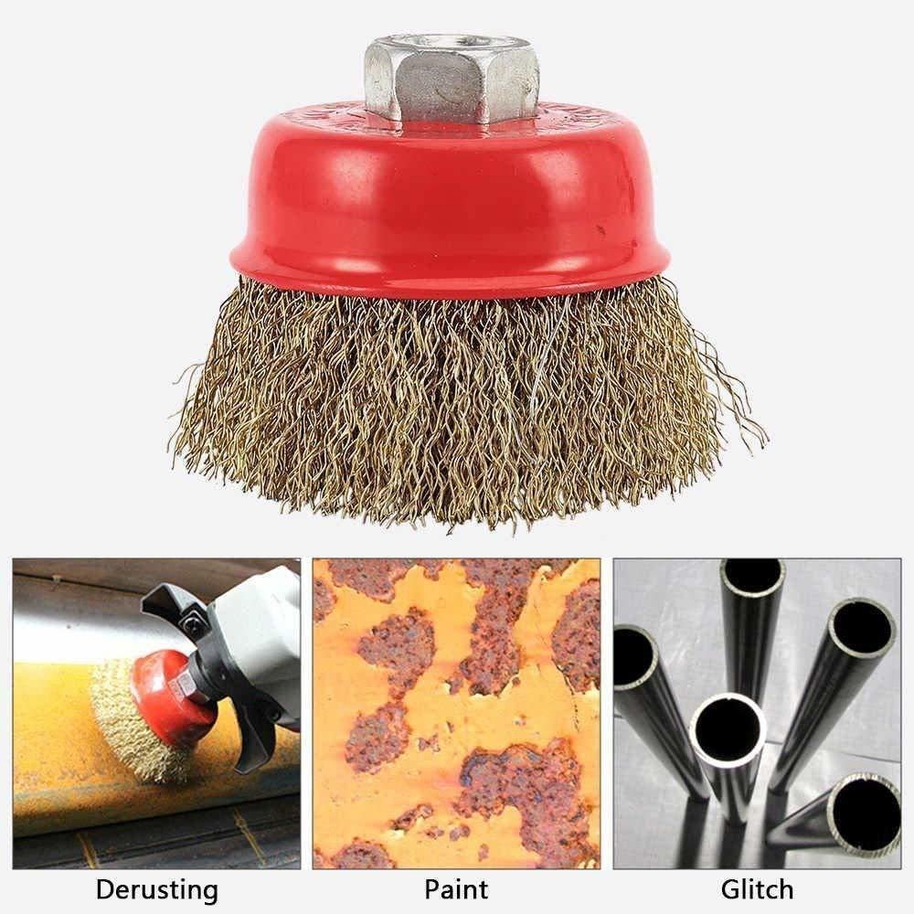 Combo of 3 inch 75mm Twisted Cup Brush and Brass Circle Wire Cup Brush