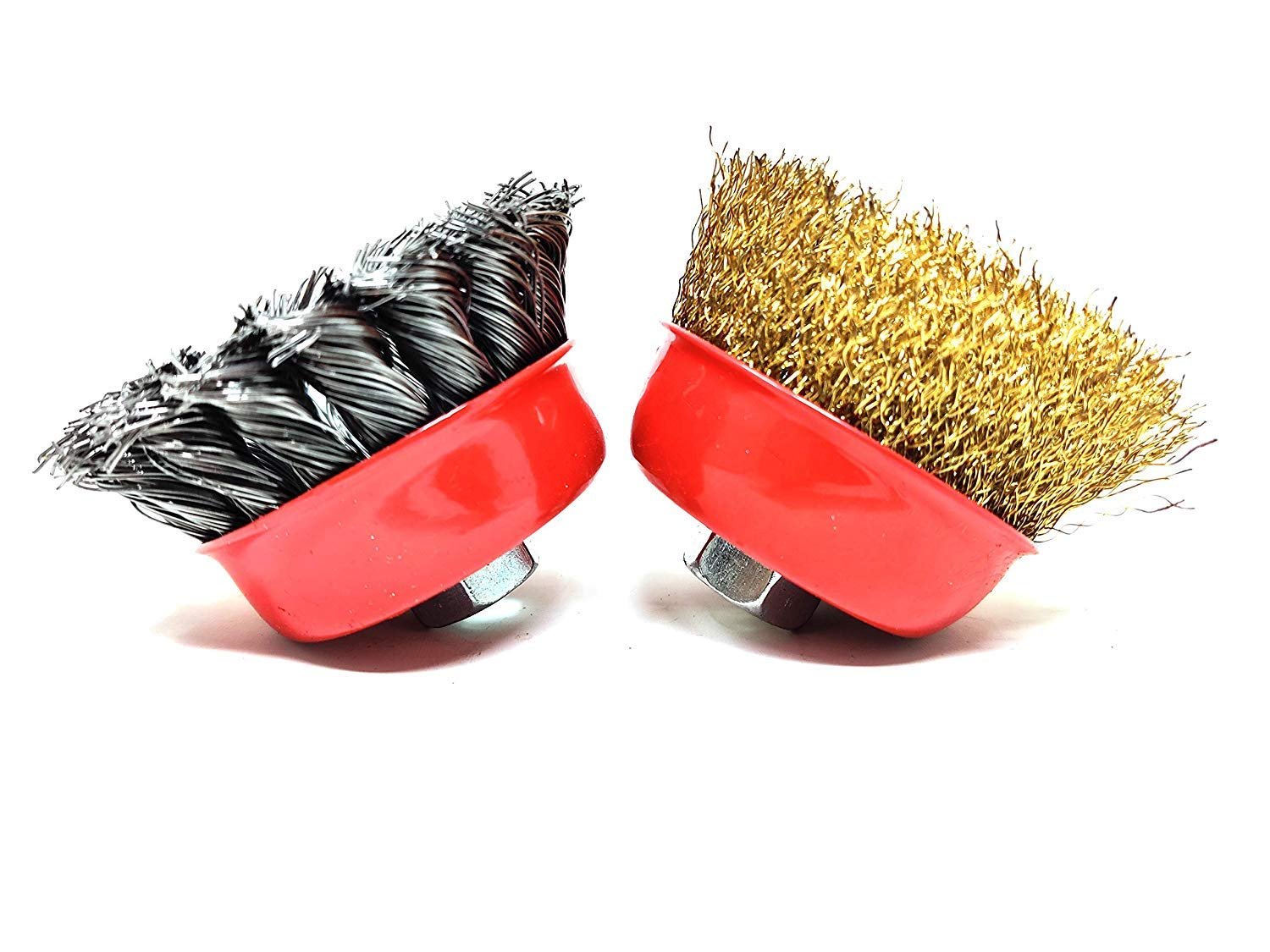 Combo of 3 inch 75mm Twisted Cup Brush and Brass Circle Wire Cup Brush