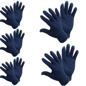 Unisex Cotton Knitted Reusable Washable Knitted/Sewing Cotton Plain Working Safety Hand Gloves for Men & Women (Color-Blue)