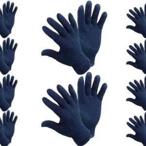 Unisex Cotton Knitted Reusable Washable Knitted/Sewing Cotton Plain Working Safety Hand Gloves for Men & Women (Color-Blue)
