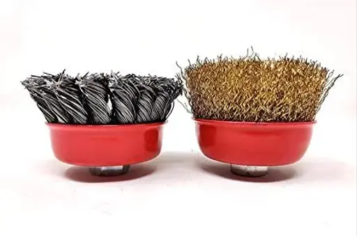 Combo of 3 inch 75mm Twisted Cup Brush and Brass Circle Wire Cup Brush