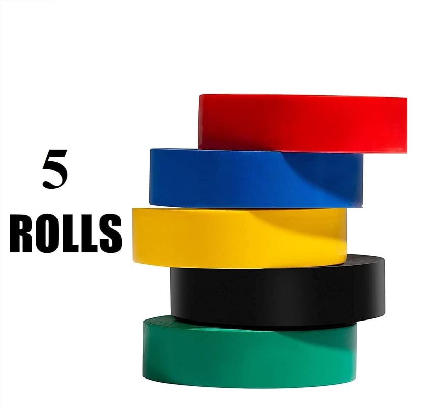 Self-Adhesive PVC Electrical Insulation Tape Multicolor (Pack of 5)