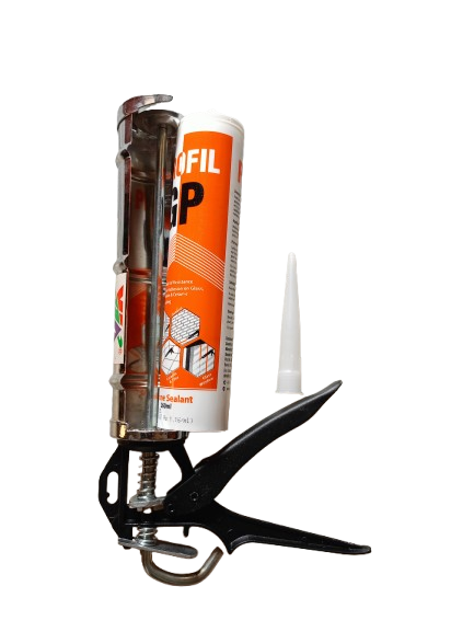 Combo of General Purpose White Silicone Sealant Adhesive Caulk with DIY GUN
