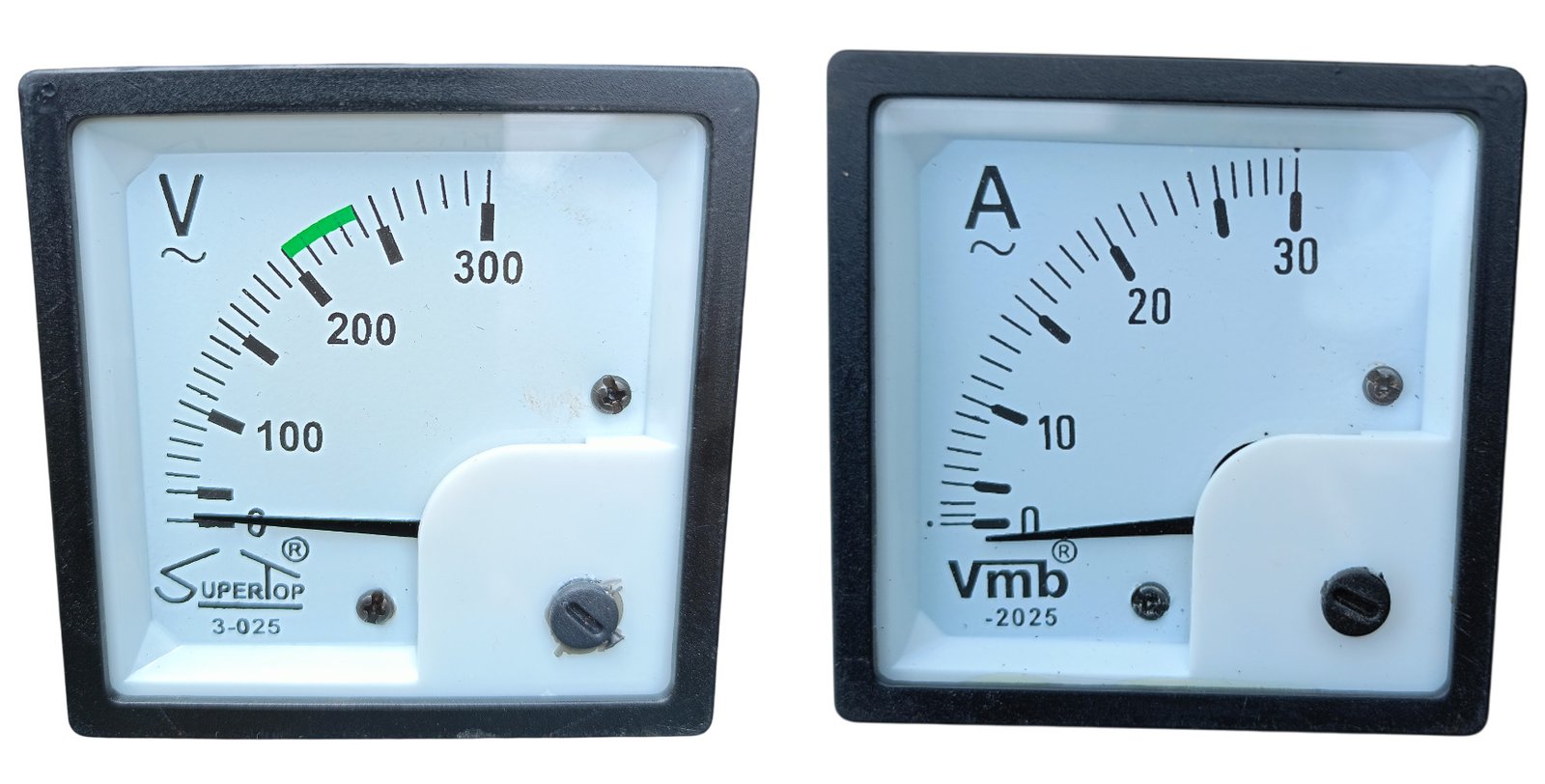 72 mm AC Analog Ampere Meter (0-30A) & Analog Voltmeter (0-300V) Combo