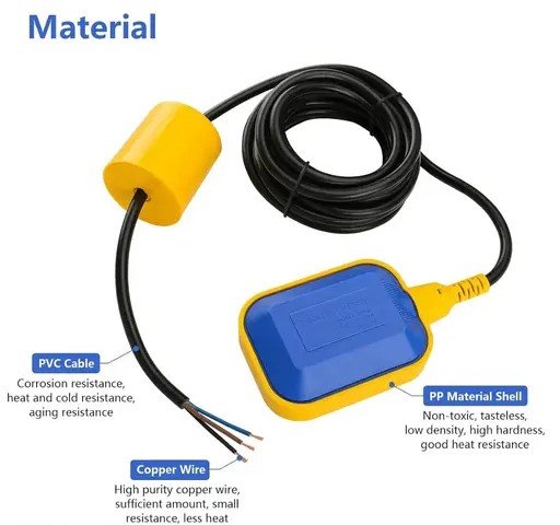 Float Switch Water Level Sensor for Water Tank | 250V IP68 Waterproof Float Switch with 2 Meter Wire | NO/NC Auto Cut Off Float Valve(Pack of 1)